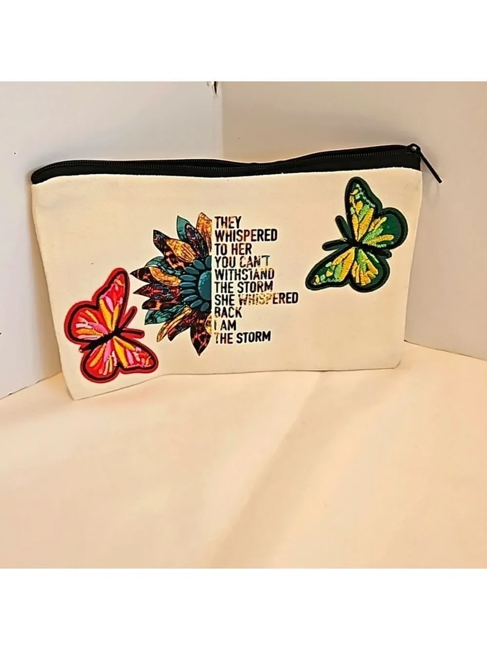 Hand Crafted Canvas Cosmetic Bag Pencil Case Embroidery